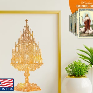 Santa Eucaristia - Stampa artistica in lamina d'oro 8x10 pollici, Corpo e sangue di Cristo Decorazione murale per la casa cristiana cattolica, stampe regalo cattoliche perfette