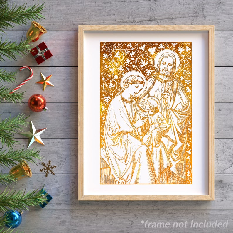 Holy Family - Jesus Mary Saint Joseph - 8x10 in Gold Foil Art Prints ...