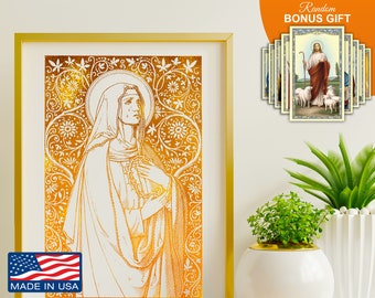 Nuestra Señora de los Dolores - Lámina dorada hecha a mano de 20 x 25 cm - Santa María Vintage, Madre de Dios, Lámina artística católica, Arte mural católico, Regalo para la madre