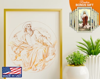 San Marcos Evangelista, autor del Evangelio - Lámina artística de 8 x 10 pulgadas con detalles en lámina dorada, decoración cristiana católica para el hogar, láminas perfectas para regalar a católicos.