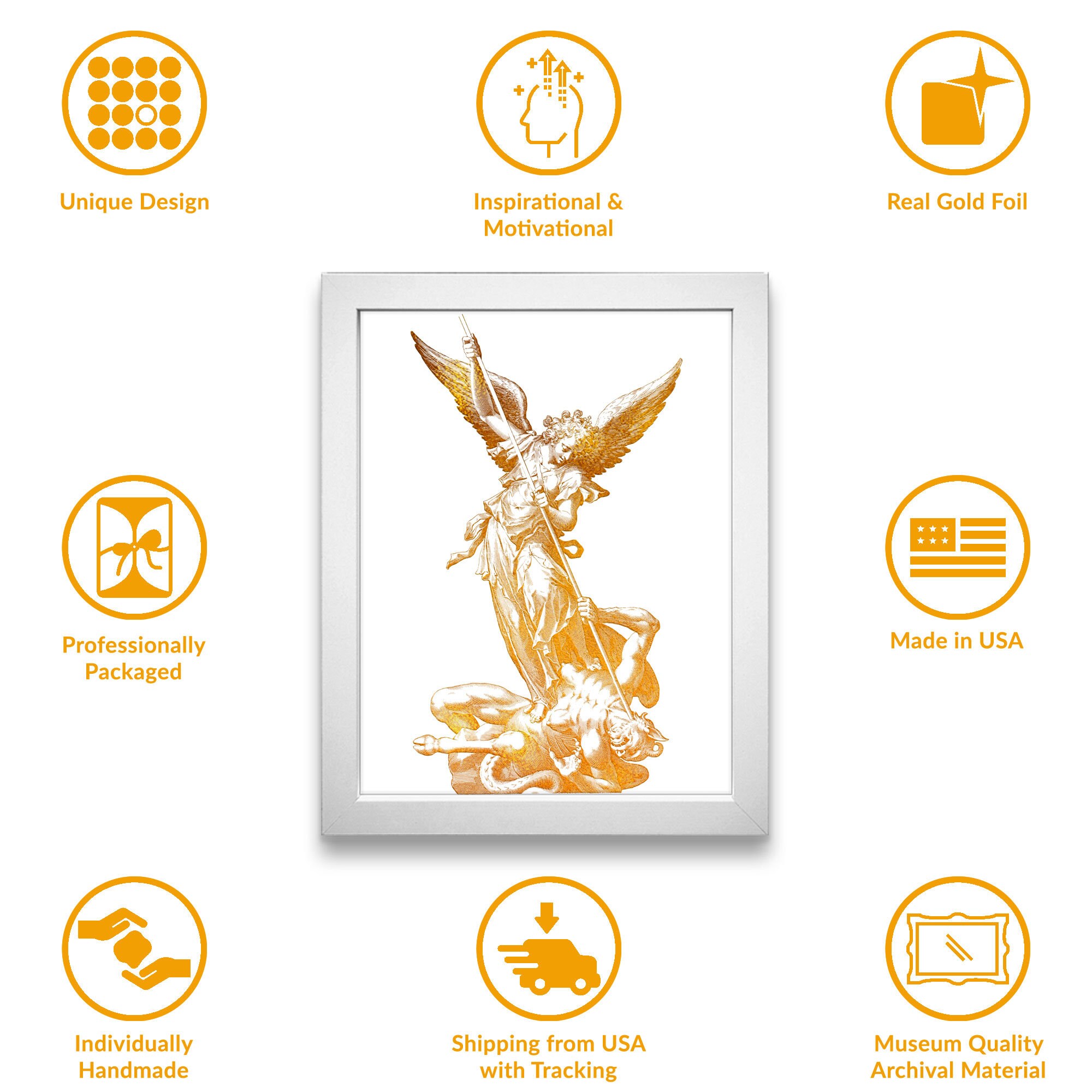 Saint Michael the Archangel -real Gold Foil 8x10 in Print, Great ...