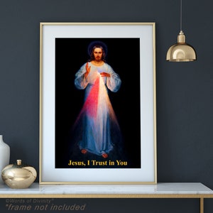 Jesus Christ Divine Mercy Vilnius Image - Canvas Artworks, Inspirational Devotional Catholic Christian Wall Art Decor Gift Prints for all