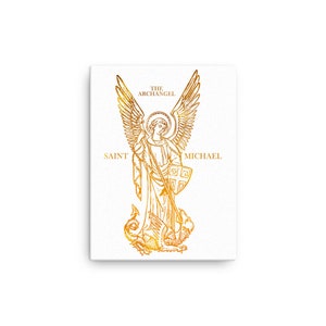 Saint Michael The Archangel Words Of Divinity Fade-resistant Color Canvas Art Print, Catholic Religious Christian Wall Art Prints Decor
