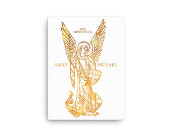 Saint Michael The Archangel Words Of Divinity Fade-resistant Color Canvas Art Print, Catholic Religious Christian Wall Art Prints Decor