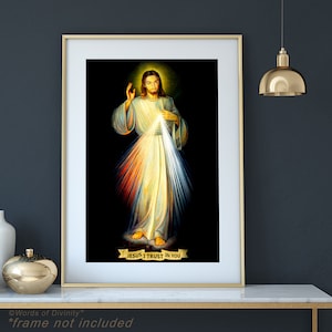 Jesus Christ Divine Mercy Vilnius Image - Canvas Artworks, Inspirational Devotional Catholic Christian Wall Art Decor Gift Prints for all