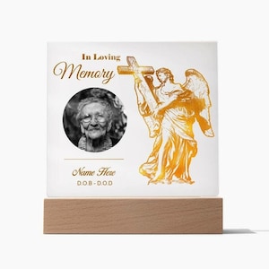 Custom Personalized Photo Wood Stand In Loving Memory Condolence Remembrance Loss Sympathy Memorial Bereavement Catholic Christian Gift
