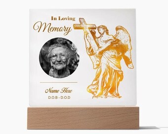 Personalizado foto personalizada soporte de madera en memoria amorosa condolencia recuerdo pérdida simpatía memorial duelo regalo cristiano católico