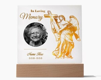 Custom Personalized Photo Wood Stand In Loving Memory Condolence Remembrance Loss Sympathy Memorial Bereavement Catholic Christian Gift