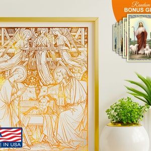 Holy Family Nativity - 8x10 in Home Decor Wall Art Prints - Jesus Mary Saint Joseph Artwork Christmas Religious Inspirational Gift Print