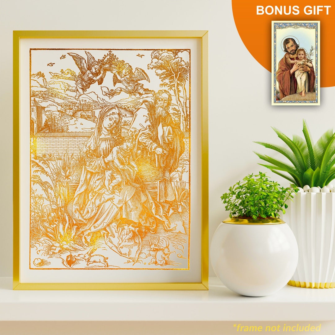 Holy Family 8x10 in Handmade Gold Foil Art Prints, Jesus Mary Saint ...