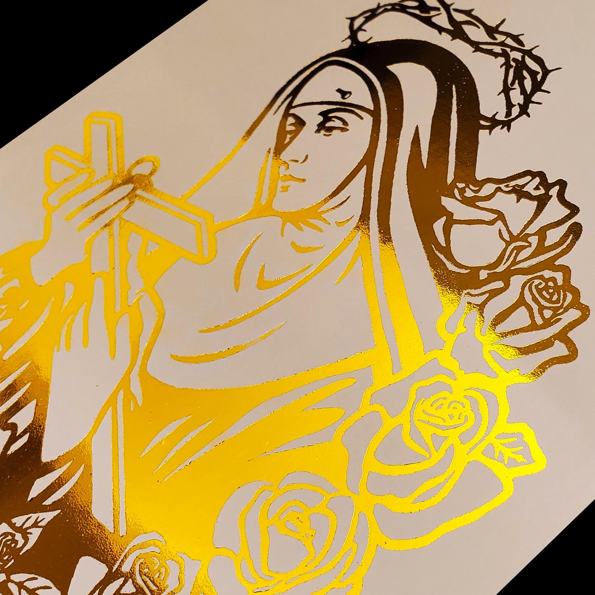 St Rita - 8x10 in Handmade Gold Foil Artwork, Patron Saint of the ...