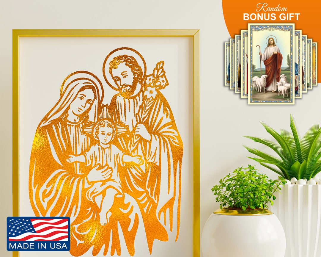 Holy Family 8x10 in Handmade Gold Foil Art Prints, Jesus Mary Saint ...