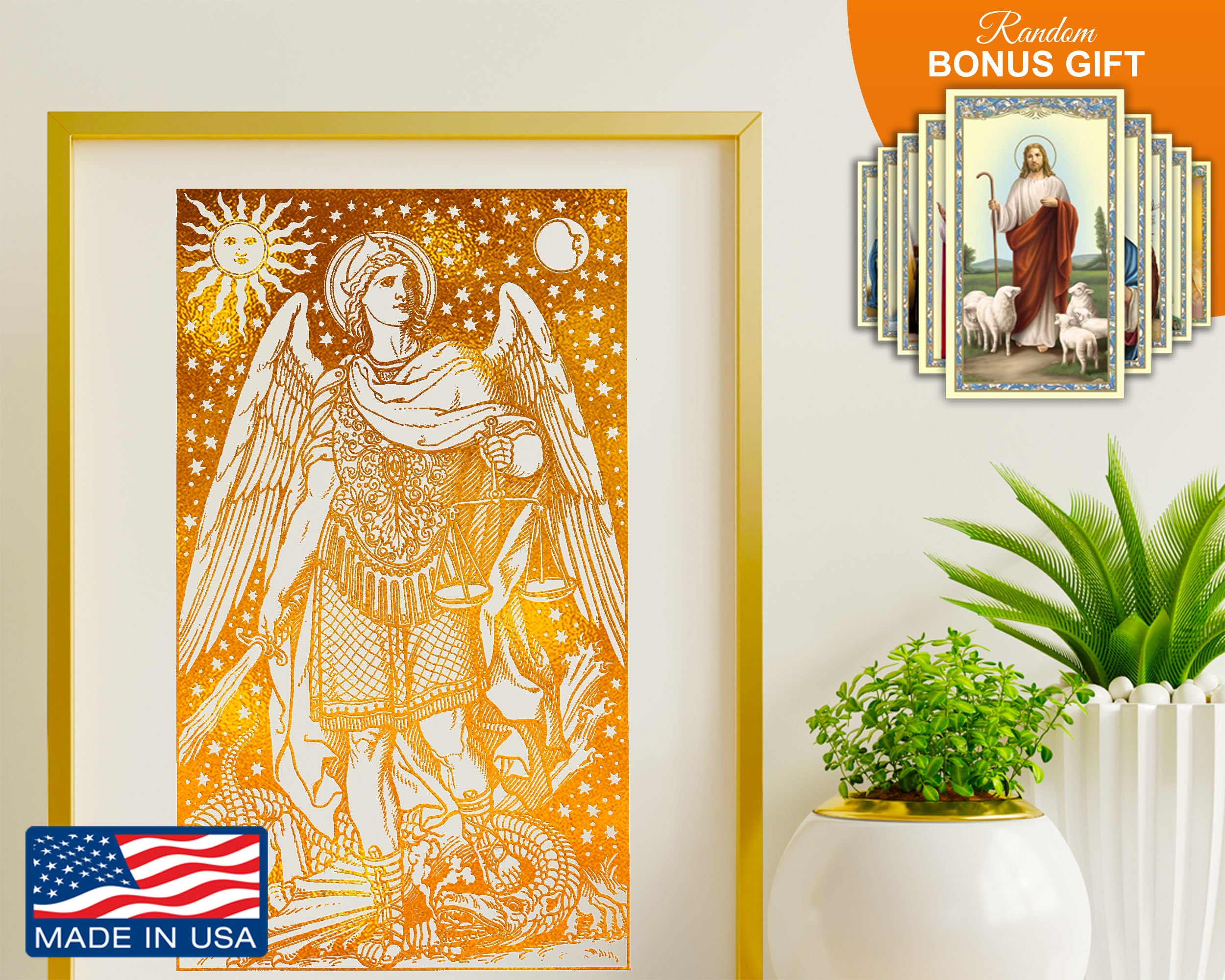 Saint Michael the Archangel - 8x10 in Gold Foil Print, Great ...