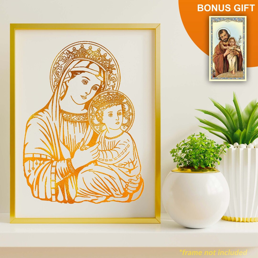 Our Lady of Perpetual Help 8x10 in Real Handmade Gold Foil Art Print ...