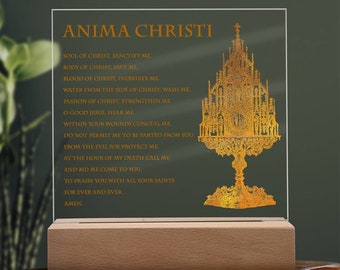 Oración del Anima Christi, Eucaristía, Ostensorium, Custodia - Placa acrílica - Cuerpo y Sangre de Cristo, decoración de pared católica para el hogar, regalo perfecto