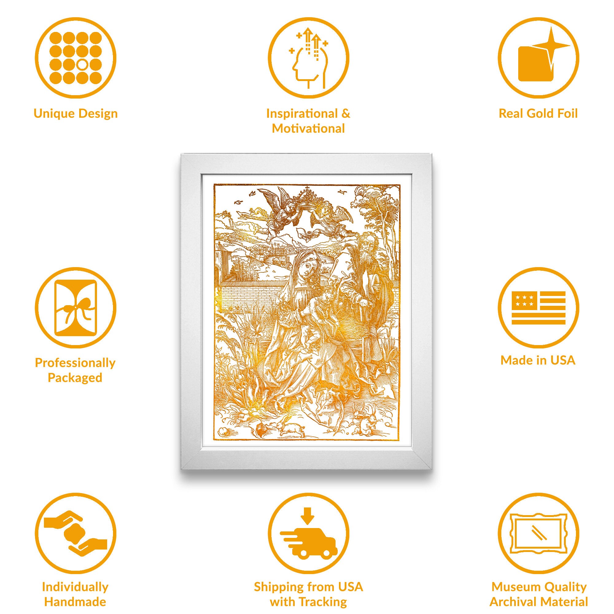 Holy Family 8x10 in Handmade Gold Foil Art Prints, Jesus Mary Saint ...