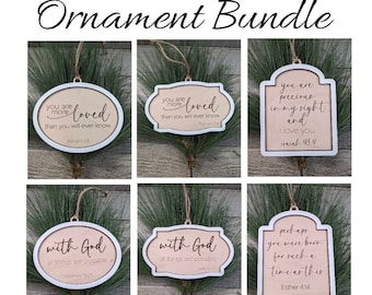 Scripture Ornament Bundle Engraving Laser Ready SVG Set Christmas Holiday Gifts