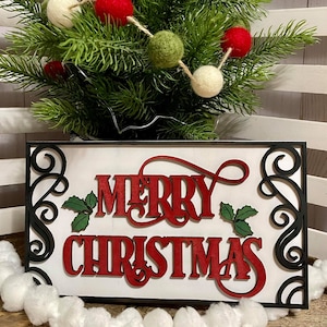 Frohe Weihnachten SVG-Datei Laser bereit Zeichen Schriftrolle Holz Details Urlaub Dekoration Weihnachtsschild