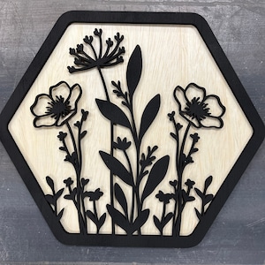 Boho zeshoek bloemen gelaagd laserklaar SVG-bestand