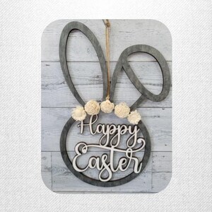 Happy Easter Bunny Easter Home Decor SVG Laser Ready File Glowforge