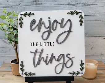 Enjoy the Little Things Layered Sing SVG Laser Ready File Home Decor DIY Sign