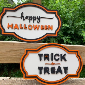 Halloween Sign Duo Trick or Treat SVG Glowforge Ready File Fall Decor Porch Signs Autumn Craft Fair Farmer&#39;s Market Favorites