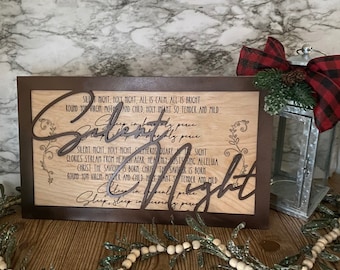 Silent Night SVG File Layered Laser Wood Sign Christmas