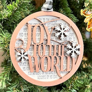 Adorno navideño listo para usar con láser GLOWFORGE, archivo digital SVG de Joy to the World