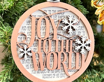 Joy to the World SVG Digital File GLOWFORGE Laser Ready Christmas Ornament