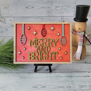 Merry and Bright SVG Christmas Lights Layered Framed Signs Holiday Home Decor