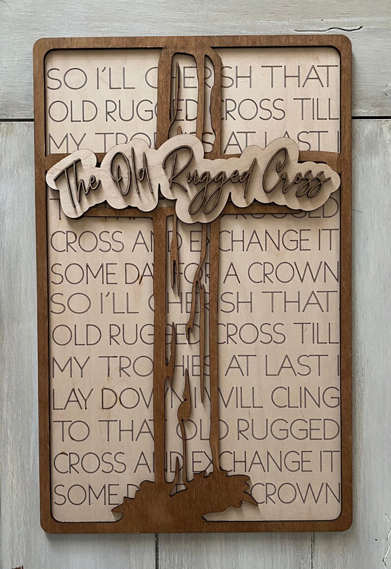 Old Rugged Cross DIGITAL File SVG Laser Glowforge Ready Inspirational Hymn image 2