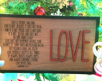 Liefde is geduldig Liefde is vriendelijk First Corinthians SVG digitaal bestand GLOWFORGE Laser Ready