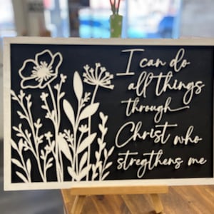 Mogę wszystko przez Chrystusa Boho Flower Framed SVG Laser File Digital File Filipian 4 13