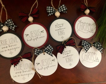 Christmas Ornament SVG Files Jesus Fun Farmhouse Laser Cut Set of 4 or 8