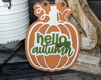 Hello Autumn Pumpkin SVG Laser Ready Fall Porch Sign Door Hanger Gifts for Your Home Fall Decor For the Home