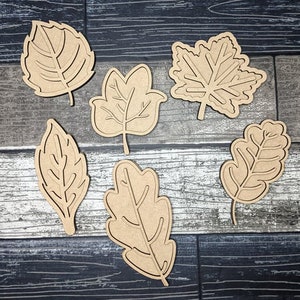 Layered Fall Leaves Laser Ready SVG Glowforge Autumn Halloween Decor Set of 6