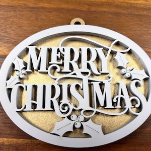Merry Christmas Ornament SVG Digital File GLOWFORGE Laser Ready Christmas Ornament