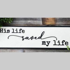 Sua vida salvou minha vida Laser SVG Glowforge Arquivo Digital Inspiração Religiosa Mesa Sign Prateleira Sitter