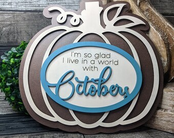 Hello October Pumpkin SVG Laser Ready Fall Porch Sign Door Hanger Gifts for Your Home