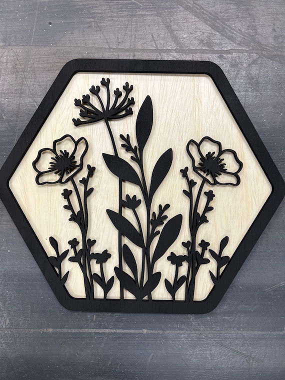 Boho Hexagon Floral Layered Laser Ready SVG File