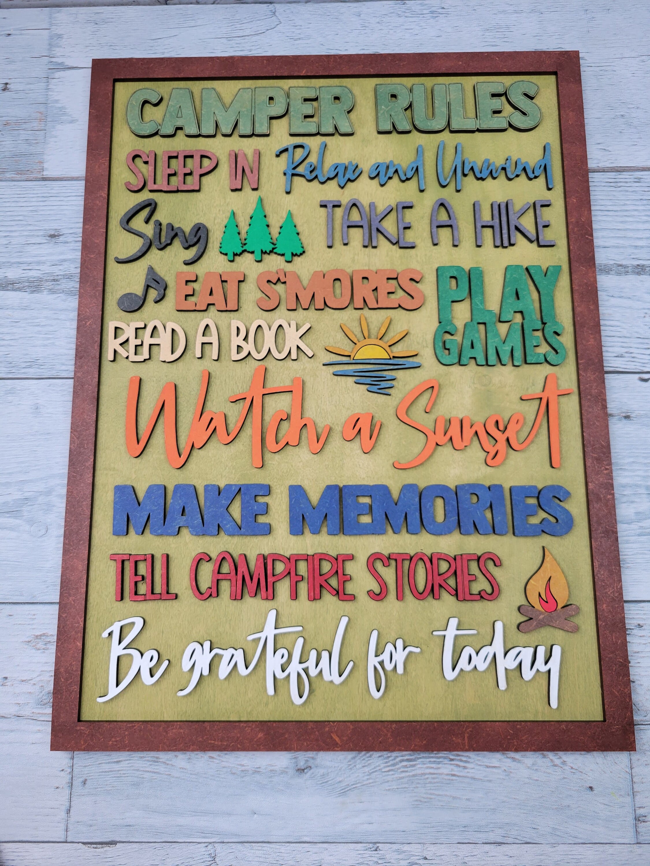 Camper Rules Laser Ready SVG File Camping Outdoors Word Art Etsy