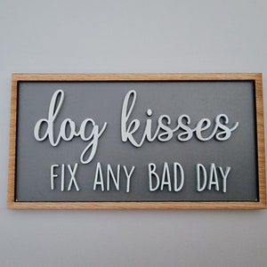Besos de perros arreglan cualquier mal día SVG archivo láser amantes de las mascotas signo láser decoración del hogar