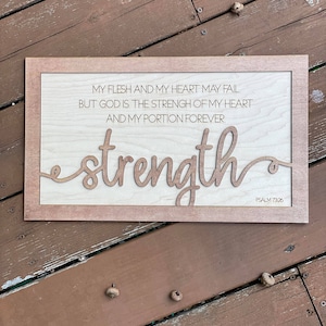 Siła Psalm 73 26 Moje ciało i moje serce mogą zawieść, Bóg jest siłą mojego serca SVG Laser Ready Cut File Prezent ślubny