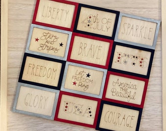 4th of July Farmhouse Rectangle Miniature Signs DIGITAL FILE SVG Glowforge Ready Laser File Set of 12