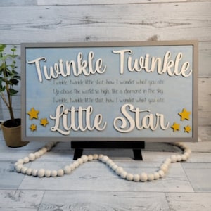 Twinkle Twinkle Little Star SVG Laser Ready-bestand DIY mooie kinderkamer decor kraamcadeau