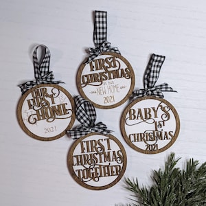 First Christmas First Home Baby's First Ornament SVG Set Glowforge Laser Ready Files