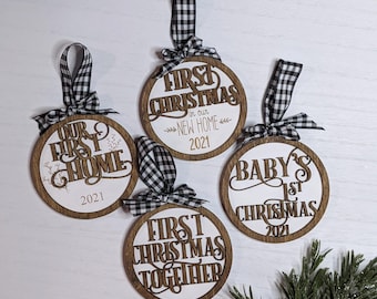 Christmas Ornament SVG Set: First Home, Baby's First (Laser Ready Files)