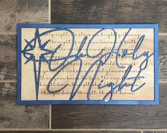 Oh Holy Night SVG Laser Ready File O Holy Night Christmas Carol Stars are Brightly Shining Holiday Home Decor