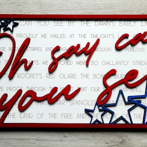 Star Spangled Banner Oh Say Can You See National Anthem SVG Laser Ready File Patriotic Americana Home Decor 4th of July