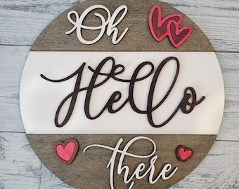 Oh Hello There Round Door Hanger SVG Laser File Glowforge Ready Love